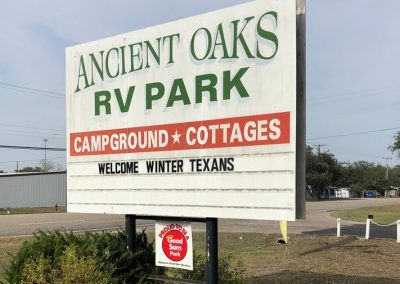 ancient oaks RV park sign